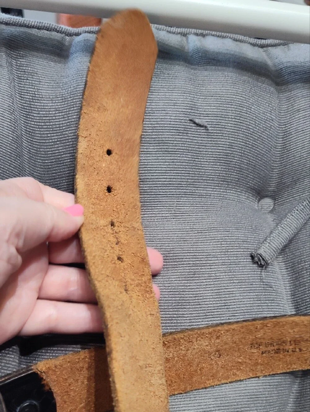 Vintage Black Basketweave Tooled Leather Work Belt Size 34
